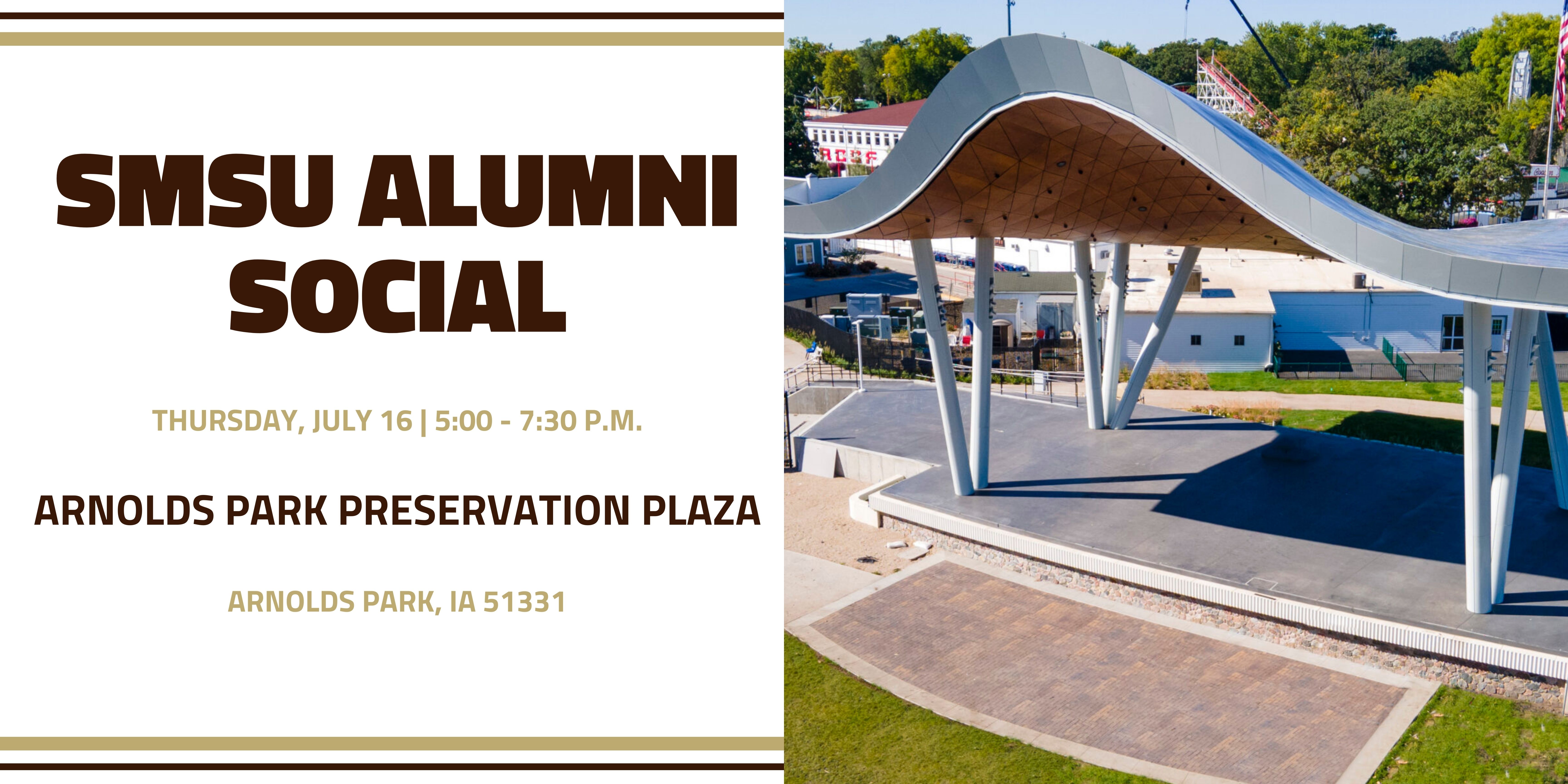 Event photo for SMSU Alumni Social – Arnolds Park Preservation Plaza